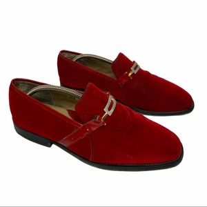 Giorgio Brutini- Red Velvet Loafer/Smoking Slipper